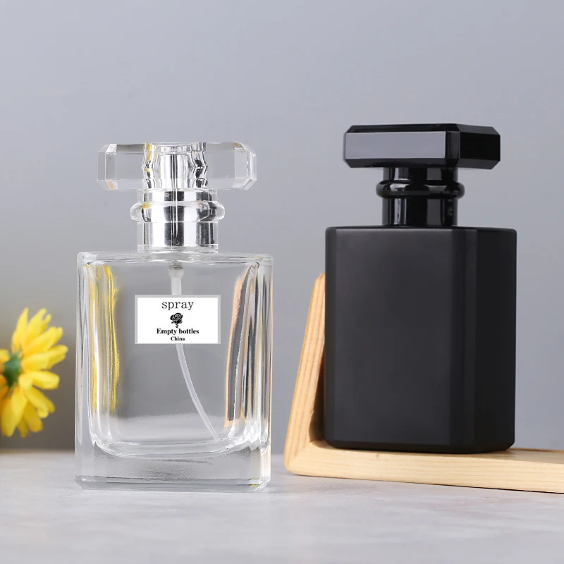 Оптовая продажа на заказ 30 мл 50 мл 100 мл Черный квадратный матовый прямоугольник Parfum масло роскошная пустая Упаковка спрей духи стеклянная бутылка