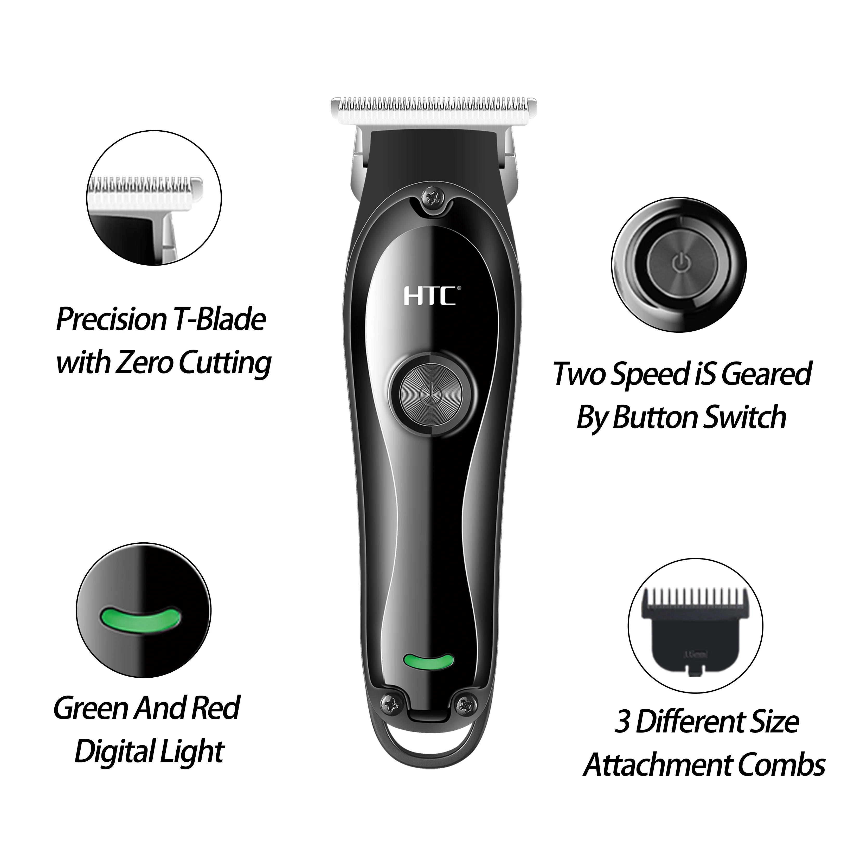 HTC AT-118 беспроводной триммер для волос небольшой профессиональный электрический и бороды мужчин