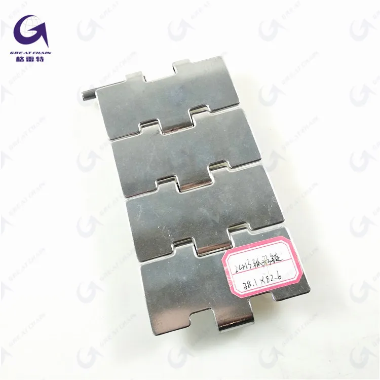 SS812-K325  (C13S )Stainless steel Straight Running Flat top chain with single hinge  for bottling product line