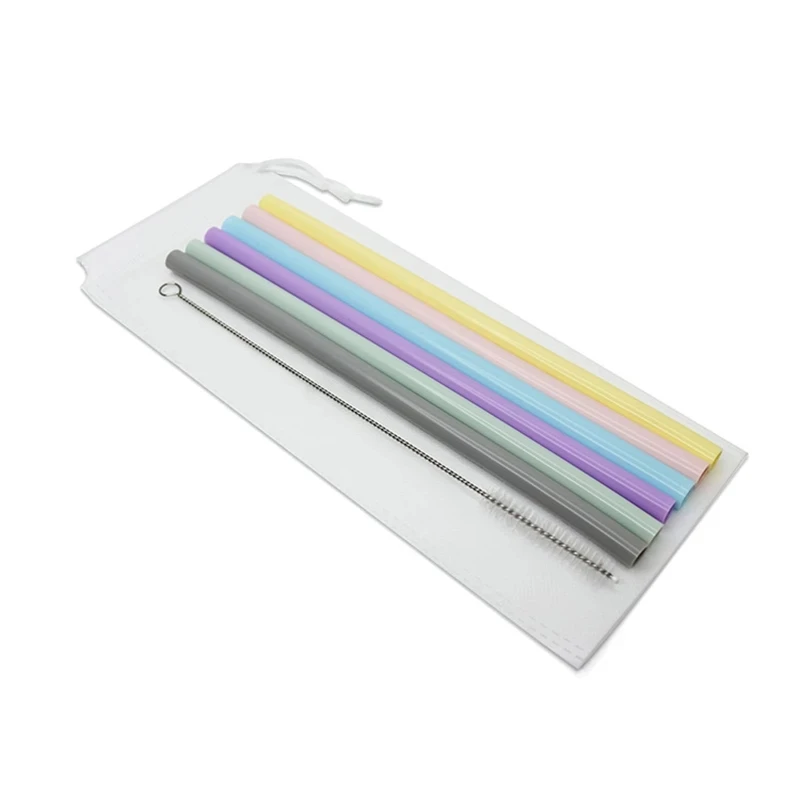 Экологичная многоразовая соломинка для питья на заказ с щеткой чистки легко очищаемая Складная Силиконовая Соломка пищевых продуктов