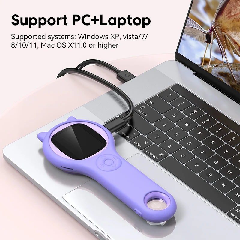 Handheld Digital Mini Microscopes Led Zoom Portable Kids Microscope Toy Kit 500X Early Education Student Monocular Microscope