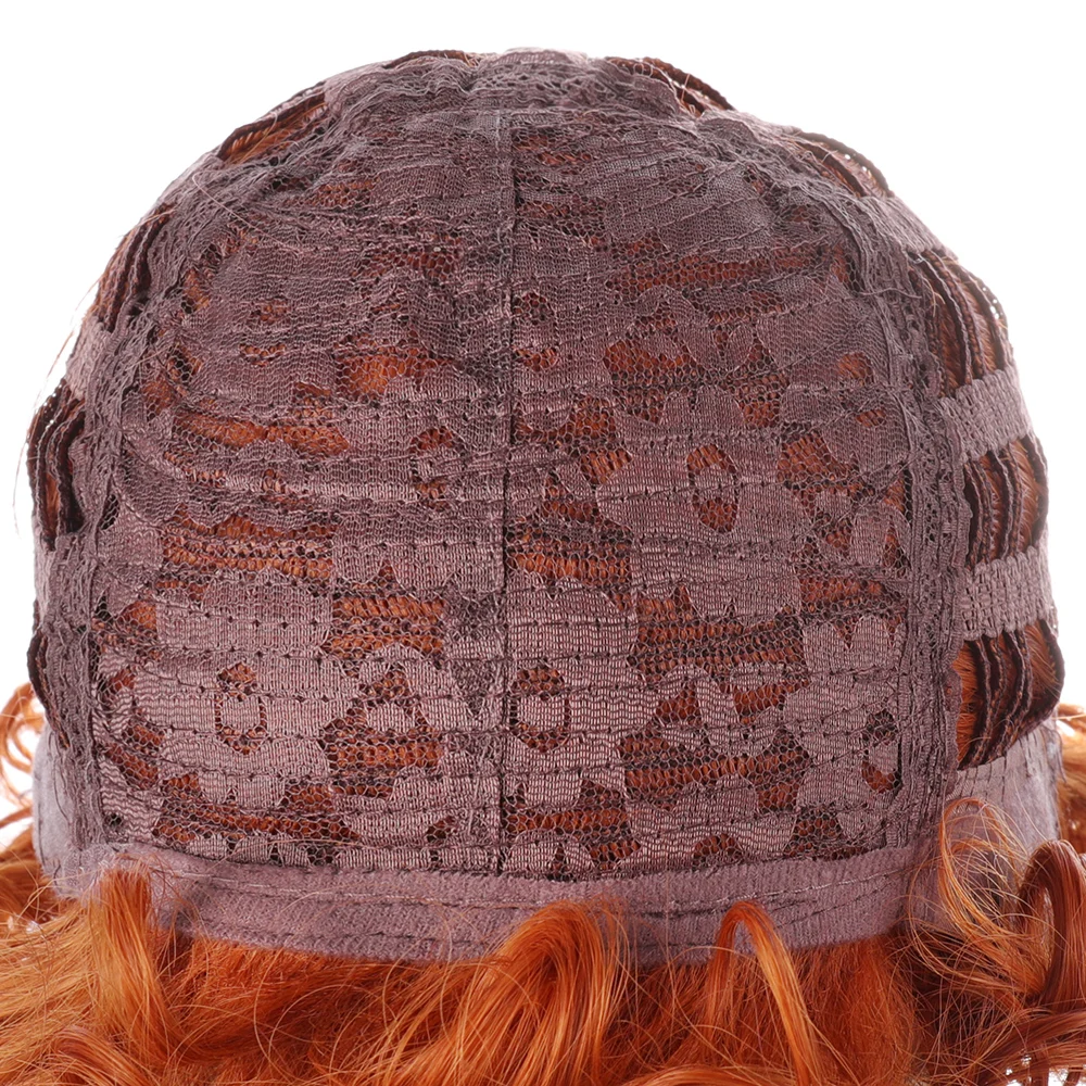 Ainizi red brown curly Mrs Roper cosplay wig for old ladies