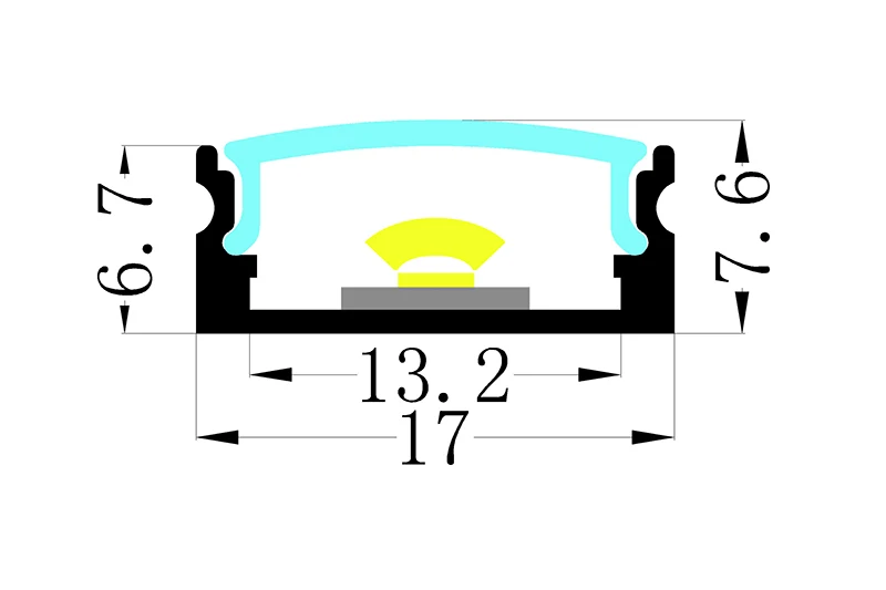 YG-1707 Linear Light Led Aluminum Profiles U Shape Channel Surface Mounted Led Strip Light Profiles Channel With Diffuser Cover