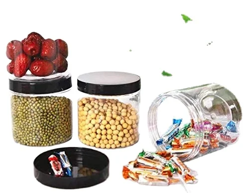 MAYSURE Custom Label 300ml Round Cylinder Transparent Food Grade PET Plastic Jars With Lid