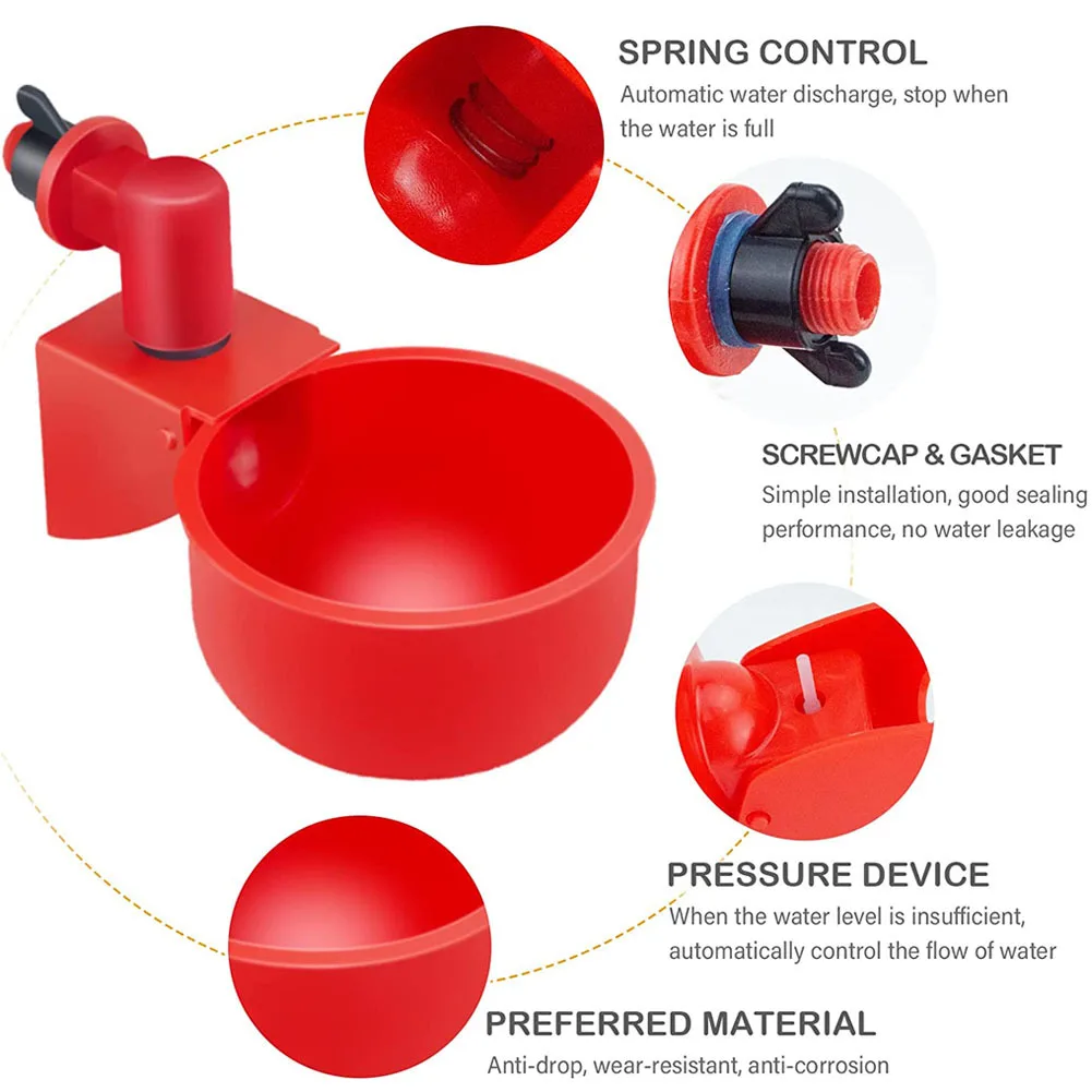 Набор из 6 автоматических чашек для воды цыплят чаша питья поилка пластиковый практичный держатель курицы