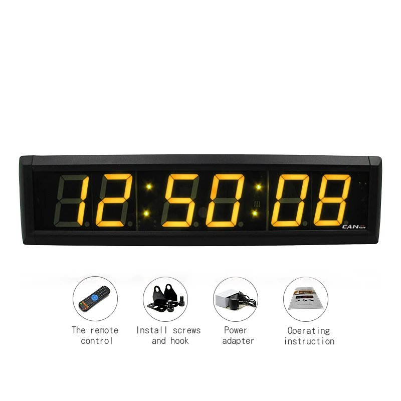 2.3 Inch Yellow LED Display Wall Clock Countdown/Up Stopwatch Workout Gym Timer with Remote Control for Home School Office