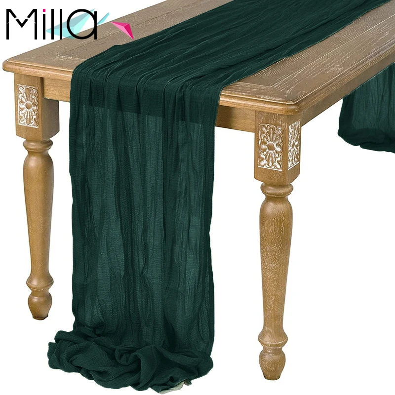 Manufacturer wholesale Bohemian style pleated cloth table flag wedding birthday party Bohemian decorative pleated table runner