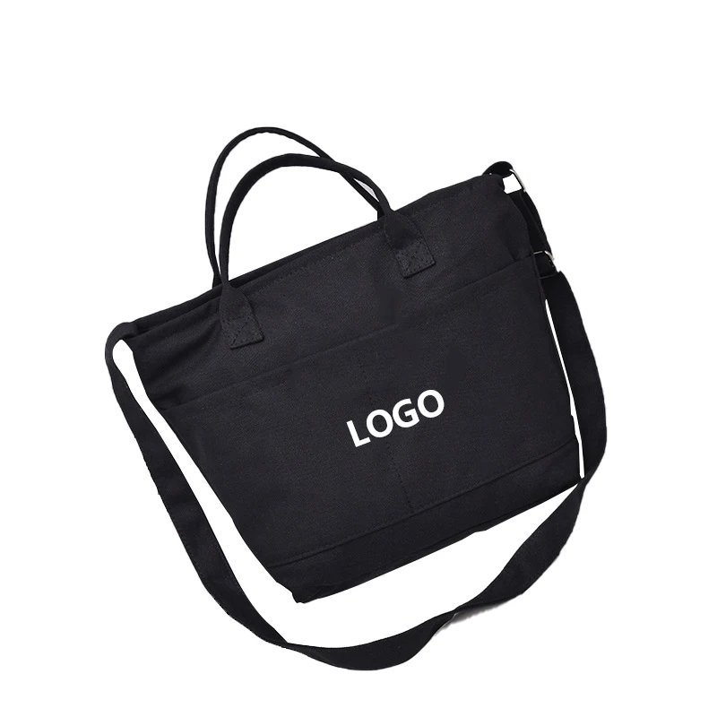 Promotion White Travel Make Up Bag With Custom Printed Logo Canvas Tote Bag Pocket  For Women