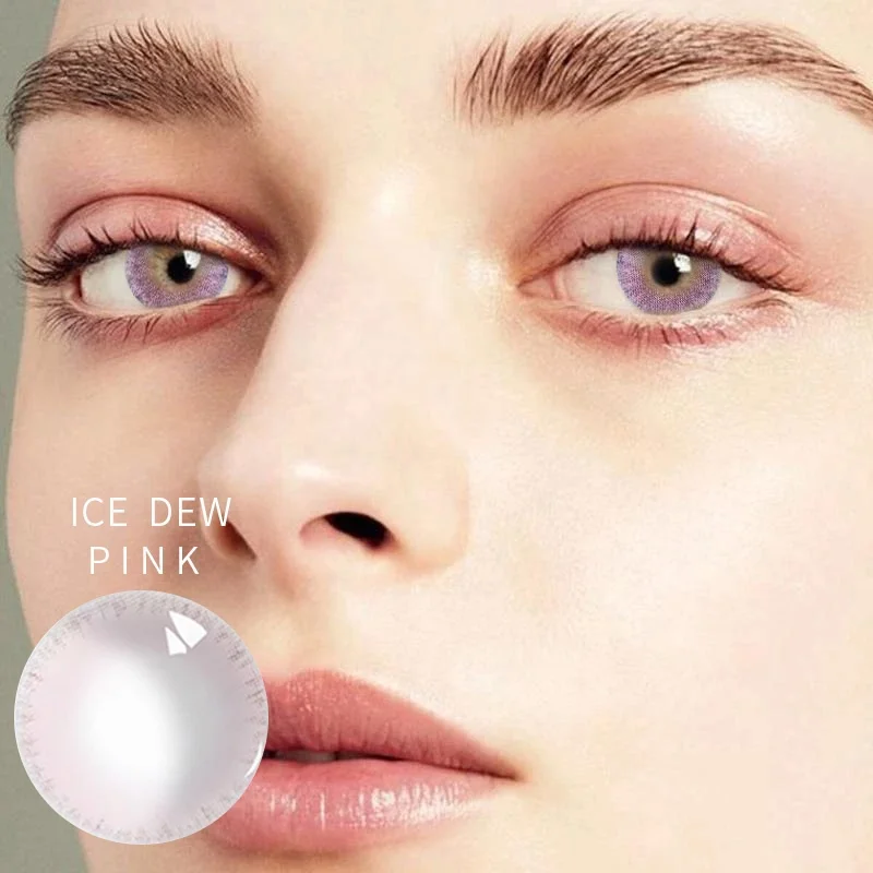 taoqihou 2pcs/pair with Power Degree Colored Contact Lenses Ice Dew Cosmetic Soft Natural Color Contact Lens for eyes
