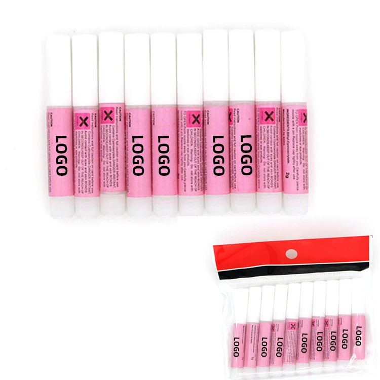 Mini Glue Rhinestones Glue 2g Small Nail art Glue False Nail Tips Decoration Professional brush custom logo