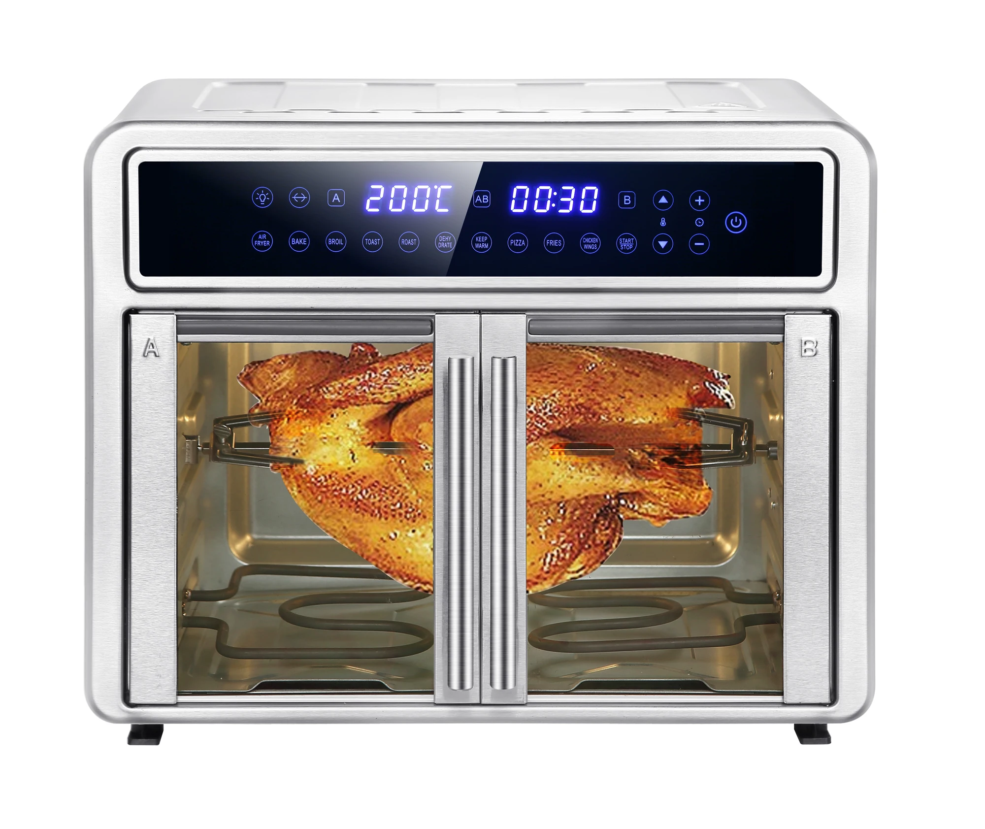 OEM SERVICES 26 QT Extra Large Air Fryer, Convection Toaster Oven with French Doors, Stainless Steel