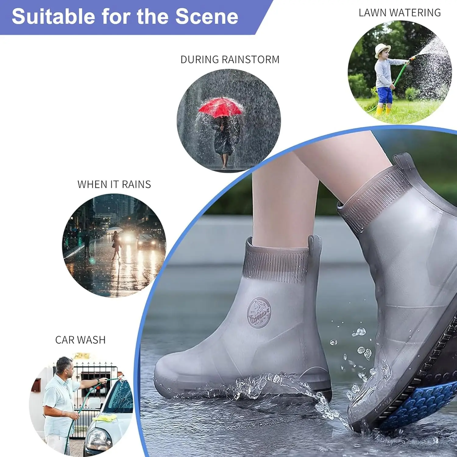 2024 hot sale waterproof silicone shoe covers rain boots rubber shoes covers