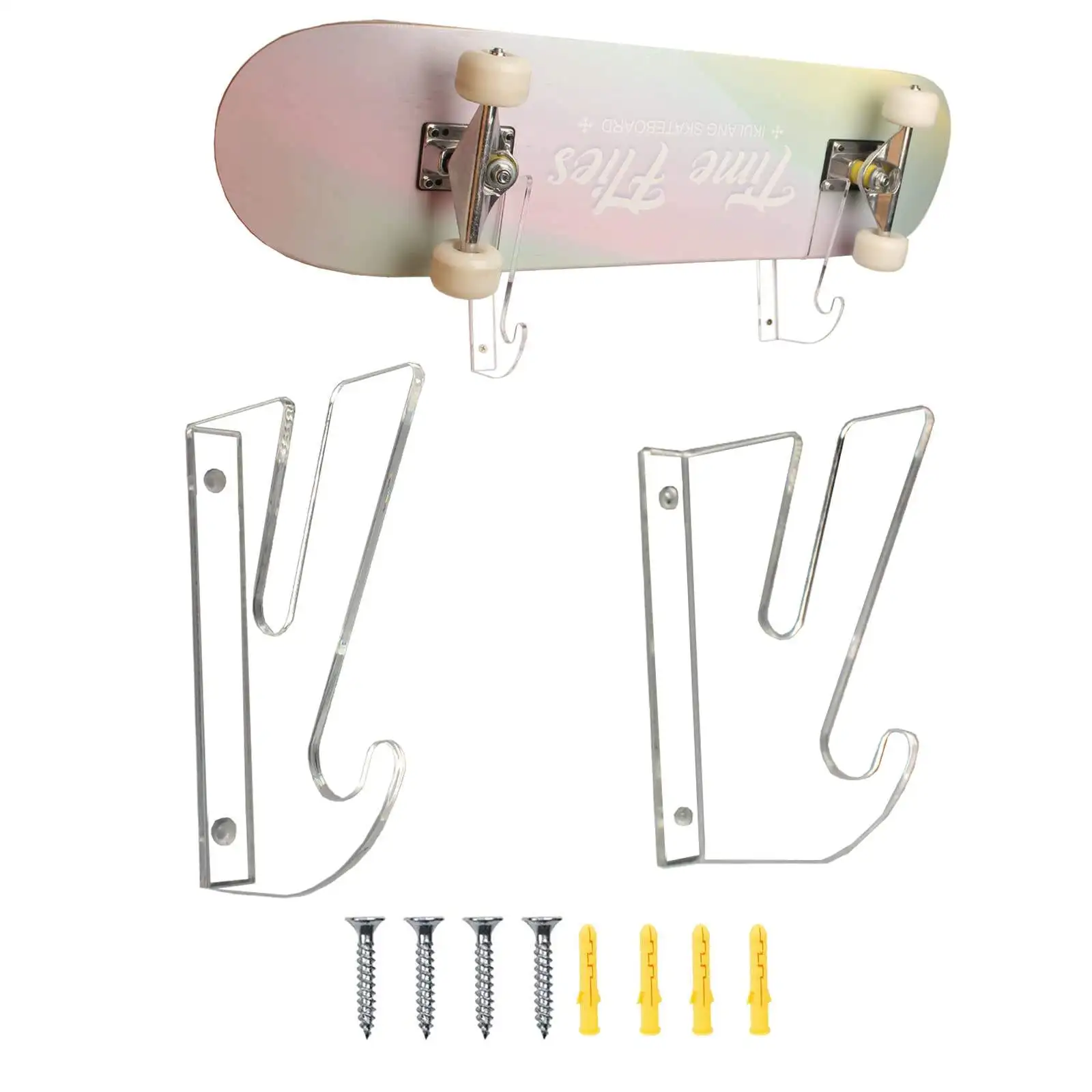 Clear Acrylic Skateboard Deck Display Wall Mount Hanger Rack Longboard Storage Rack