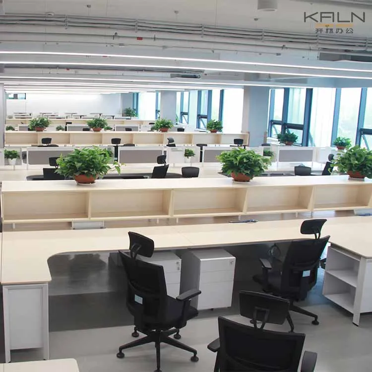 Good price 4 person cubicle desk modern design office furniture workstation customized green material with metal adjustable legs