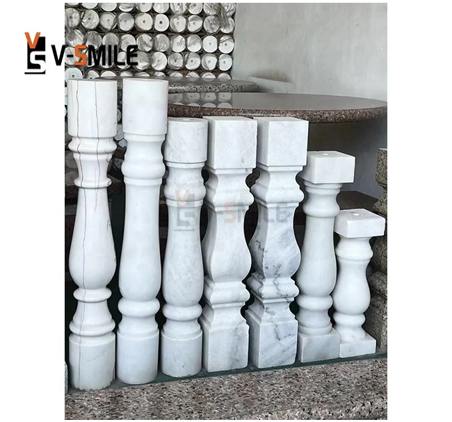 Chinese Suppliers lower price Balustrade Railing Guangxi White Marble Natural Stone Baluster for villa