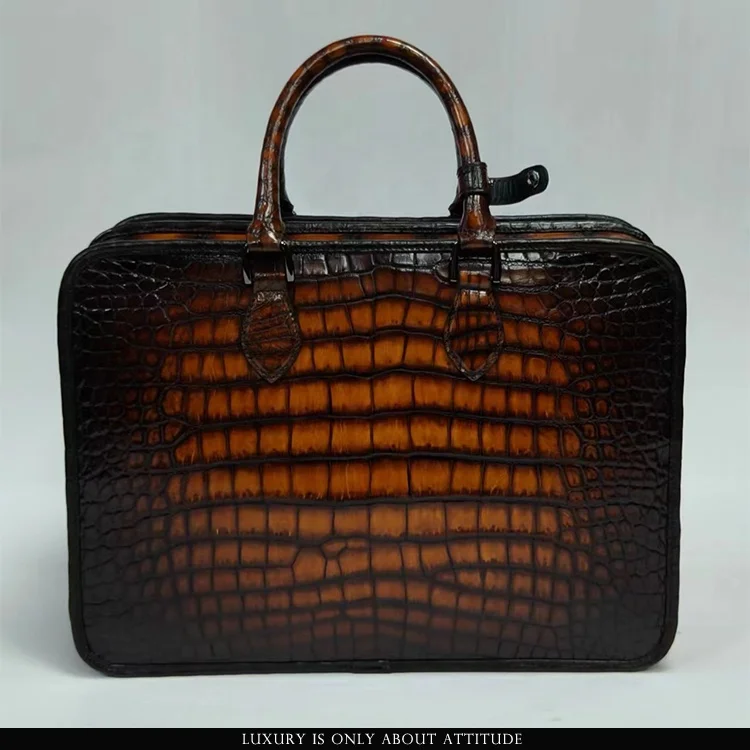 Luxury latest design top quality genuine crocodile leather men briefcase business bag
