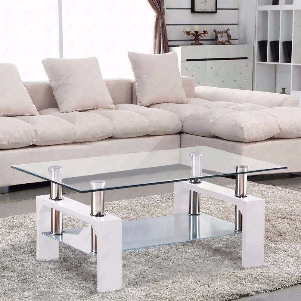 China Factory Seller home furniture nordic coffee table metal white glass center tables with cheap price
