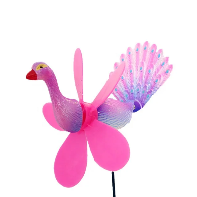 Osgoodway Customized Multicolor Cartoon Plastic Peacock Ornament Indoor Balcony Garden Windmill Model Bird Toy Fun Decor Edging