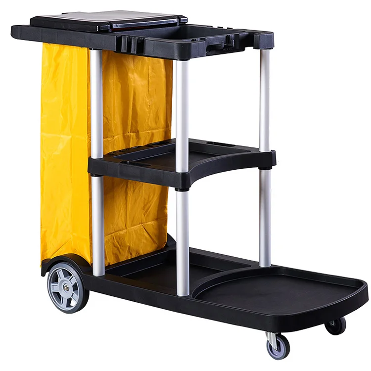 
Multipurpose Hotel Hall Room Office Service Cleaning Cart Trolley Clean Shelves Bank Corridor 