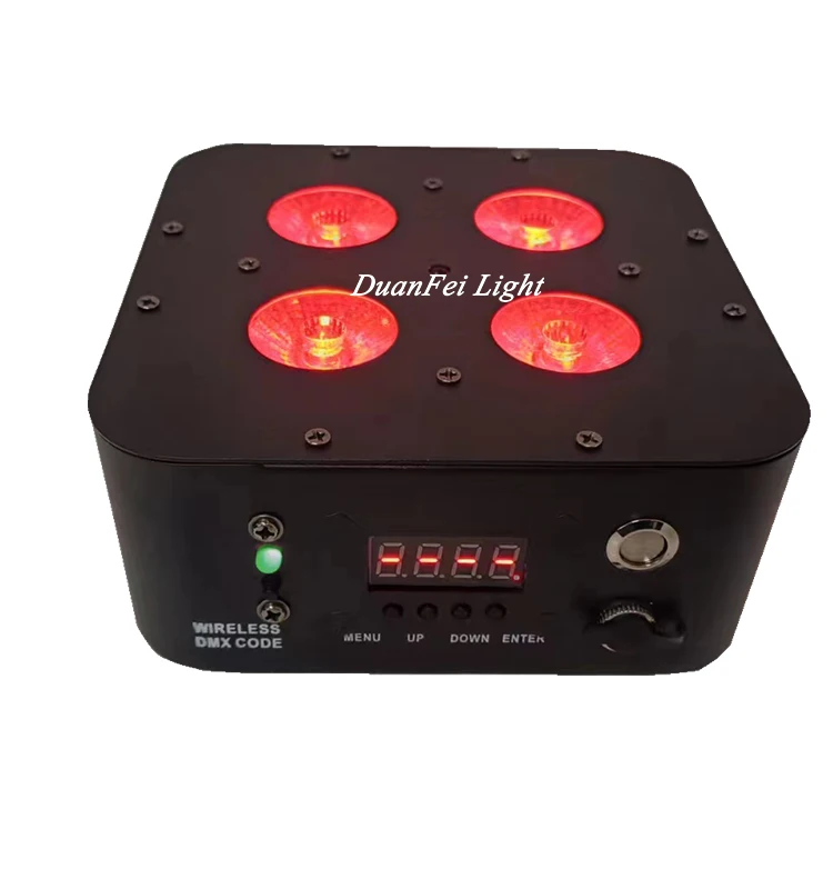 High bright Dmx Wireless Battery Powered Uplighter Rechargeable 4x18w Rgbwa Uv 4in1 Uplight Led Par Light