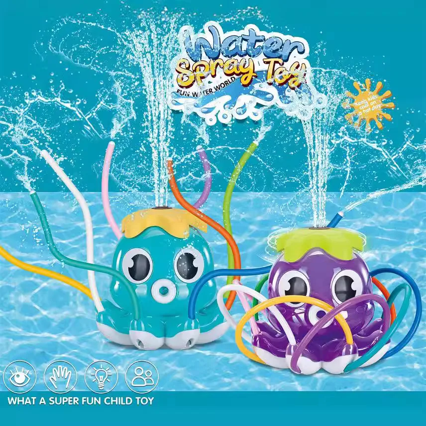 2024 Factory Wholesale Summer Outdoor Water Spray Sprinkler Toys Automatic Rotating Cartoon Octopus Spraying Water Toy For Kids