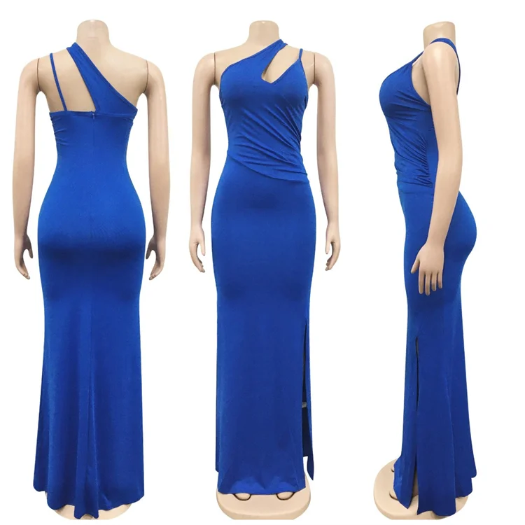 New Plus Size Ladies Cocktail Dress Elegant Evening Party Wear Split Autumn Womens Maxi Dresses