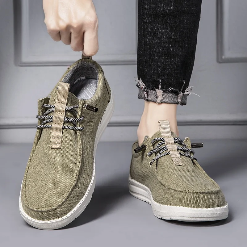 Wholesale Trendy Low Top Lazy Easy Wear Slip-on Boat Shoes Casual Loafers Men Canvas Loafers Anti-slip Casual Shoes