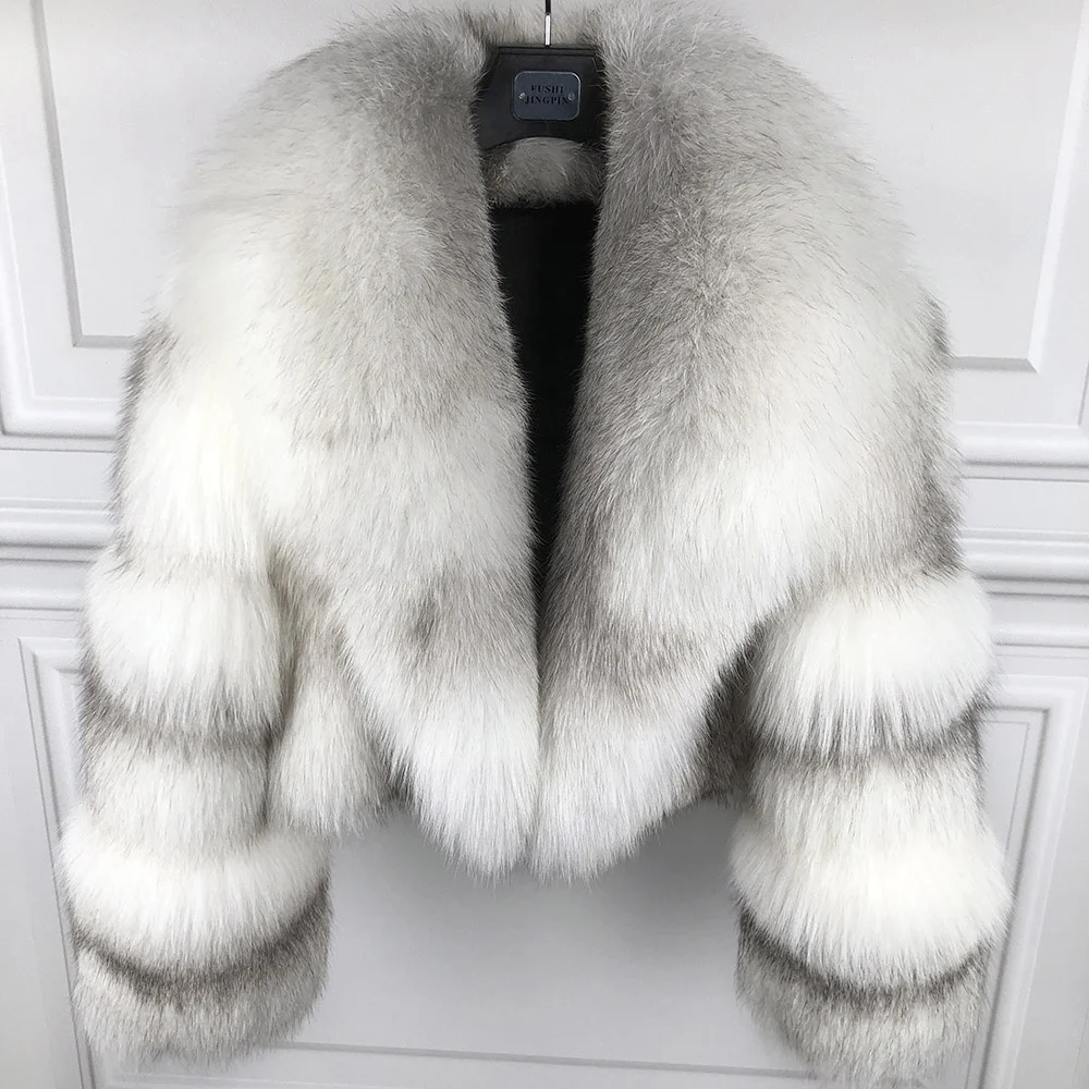 High Quality Elegant Women Fox Fur Coat Thick Warm Crop Fur Jacket For Ladies
