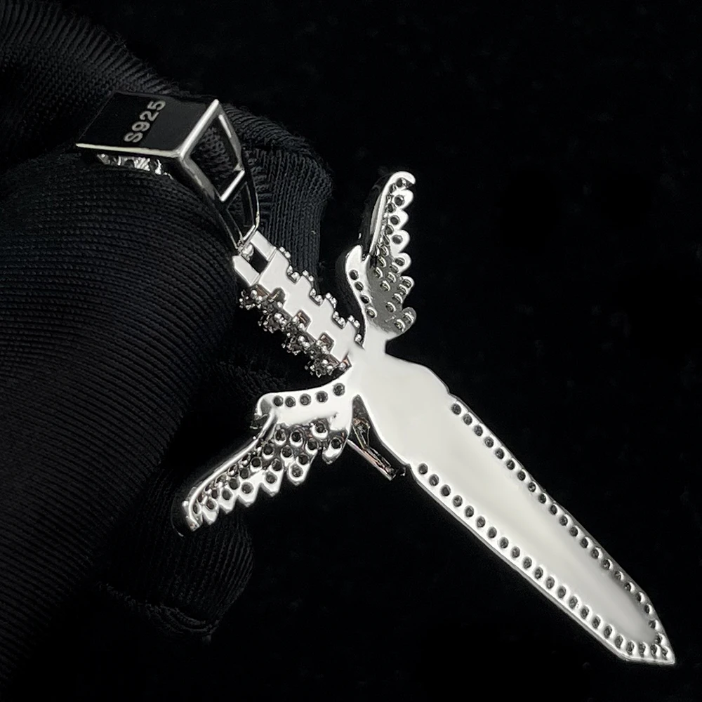 Moissanite Pendant Iced Out Moissanite D Color Diamond Hip Hop Custom Silver Jewelry Sword Pendant