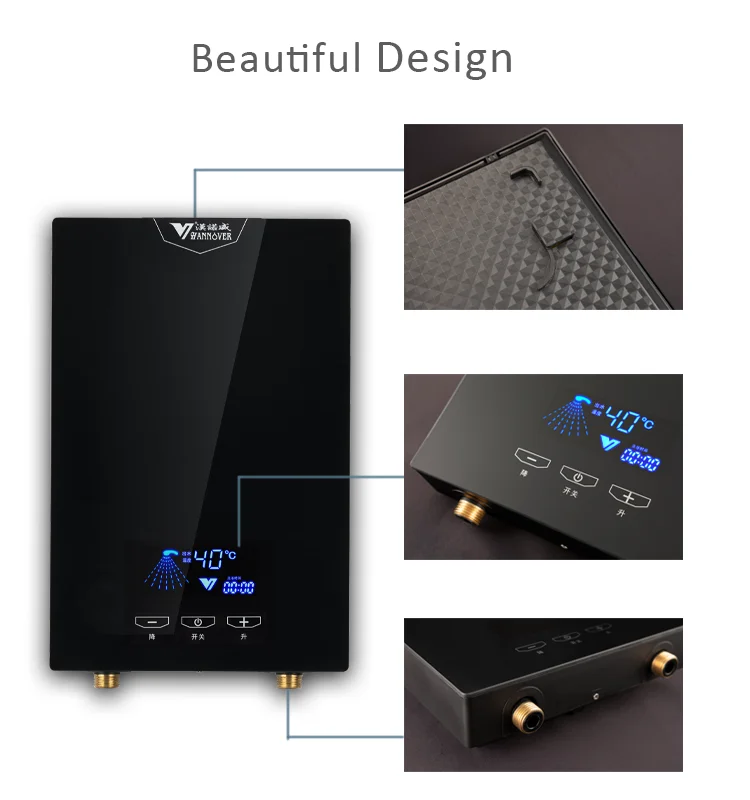 Hotel Portable Bathroom Kitchen Shower Hot Tankless Geyser Electric Instant Thermostatic Water Heaters For House