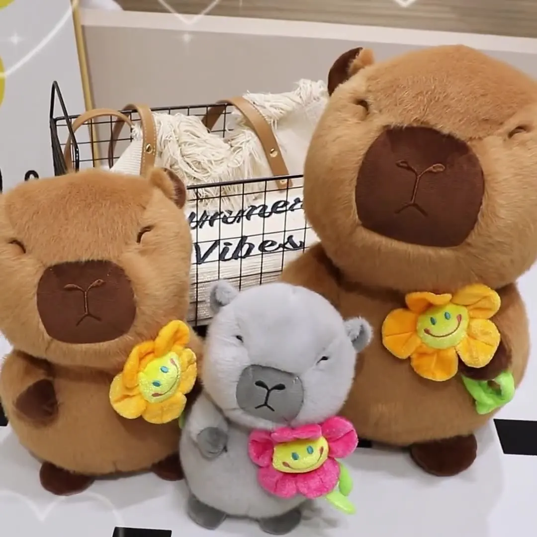 Hot Sale Kawaii Capybara Flower Plush Doll Stuffed Toy Animals Super Soft Funny Boys Girls Birthday Gifts Claw Machine Doll