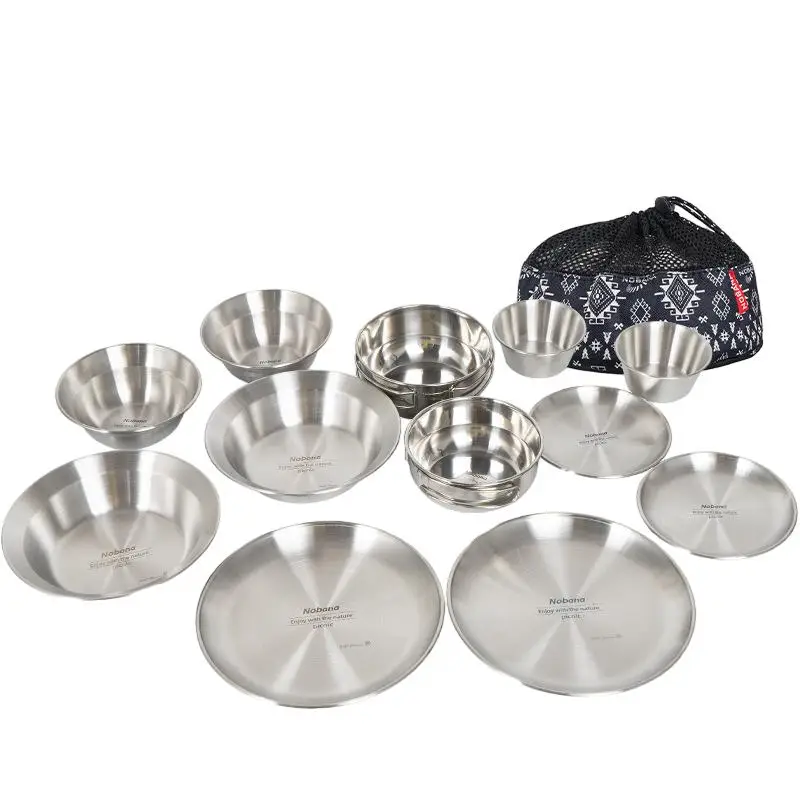 Silverware Set-Camping Mess Kit 12 Pcs Camping Accessories Stainless Steel Camping Dishes Set Dinnerware for 4 Person Utensils