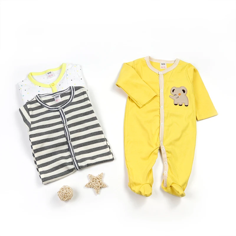 3 Piece Infant Sleepwear Baby Girl Clothes 6-12 Month Bodysuit Baby Girl Boys Cotton Sleep Suit Long Sleeve Baby Jumpsuit Unisex