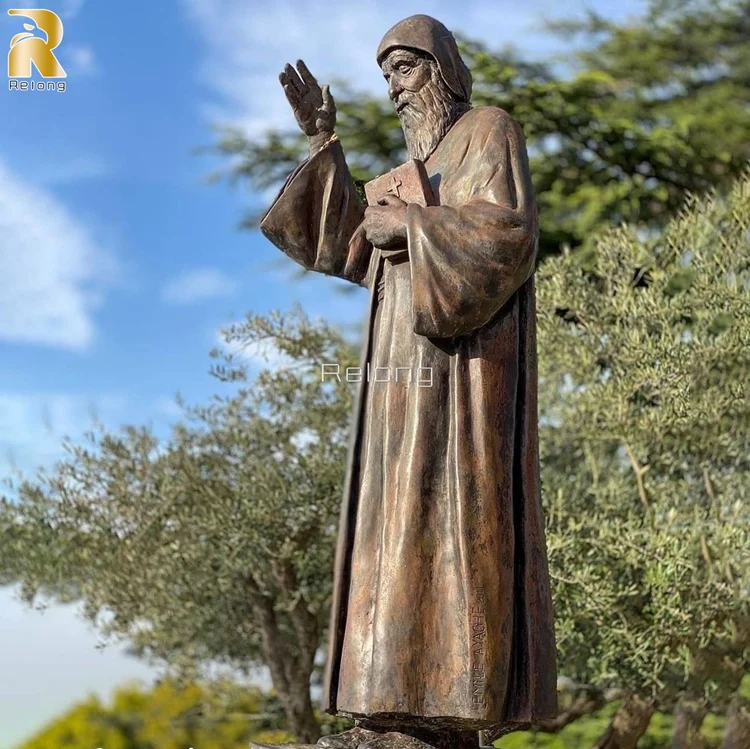 High Quality Custom Church Decor Bronze Saint Charbel Religious Statue for Sale