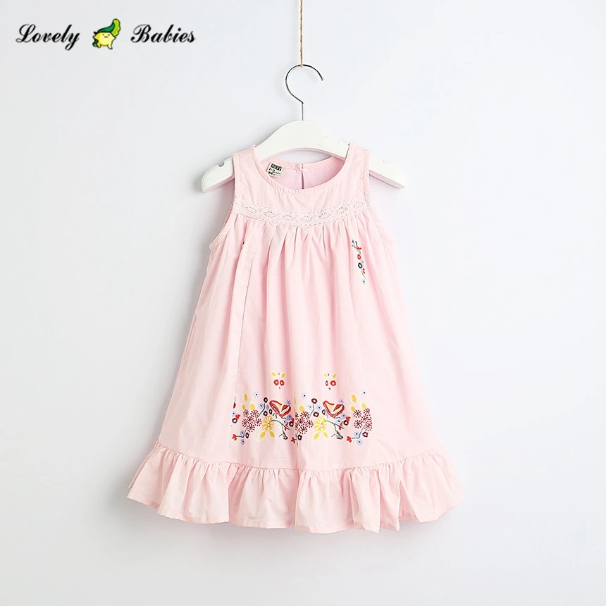 2019 Hot sale pink white color kids clothing big flower embroidery girl dresses for wedding dresses