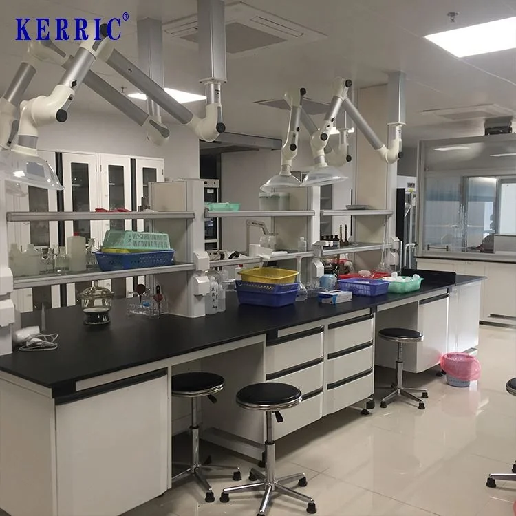 Metal laboratory furniture wall bench work station lab bench sink and cabinets