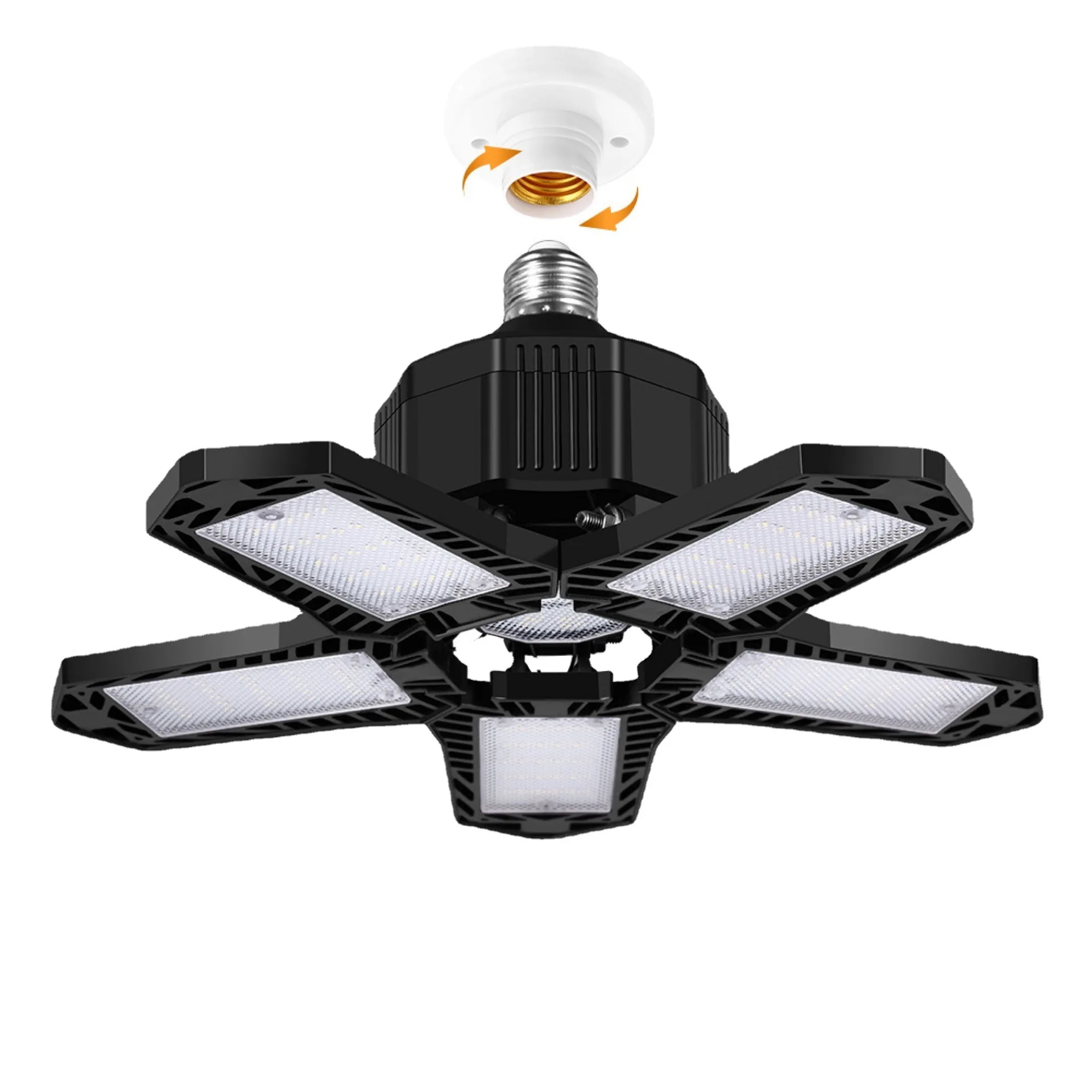 High Quality High Bay Light 5 Foldable Leaves Adjustable LED Garage Light For Warehouse Workshop