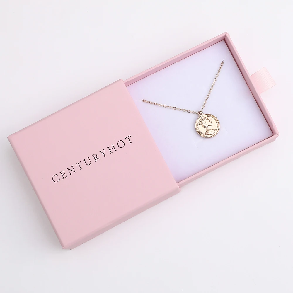 9*9cm Pink Jewelry Paper Box, Personalized Drawer Package Box Bracelet Necklace Earrings Package Box With Logo