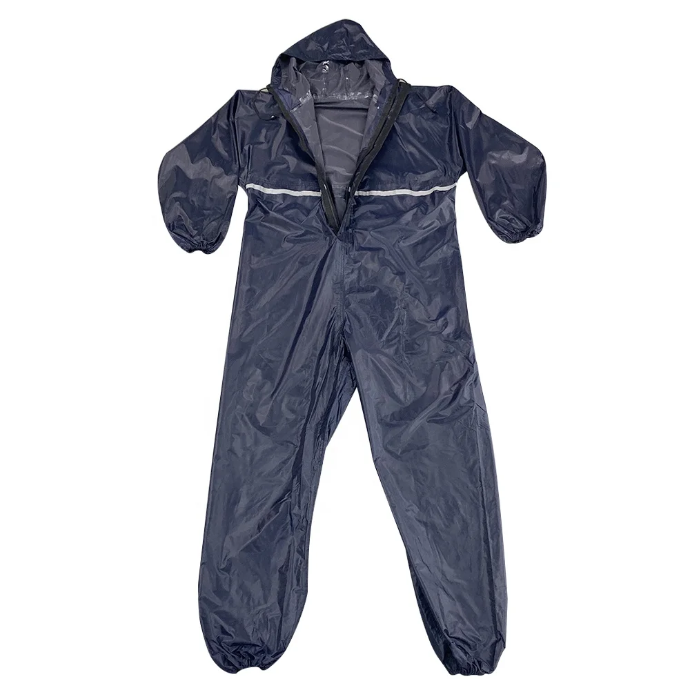 black full body raincoat working suit indoor workshop wearing and outing activities