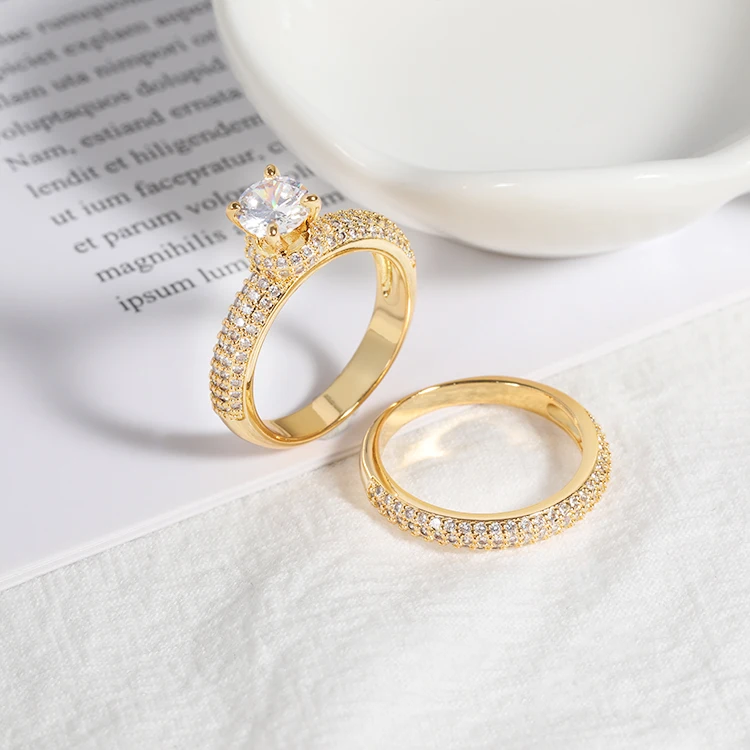 
Guangzhou Jewelry Supplier Wholesale Fashion rings mid sets wit white Color Zircon Engagement by the dozen 