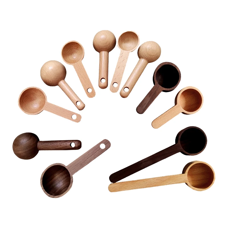 Personal Label 7.5/10/15ml Spice Coffee Spoon Black Walnut Wooden Long Handle Measuring Spoon