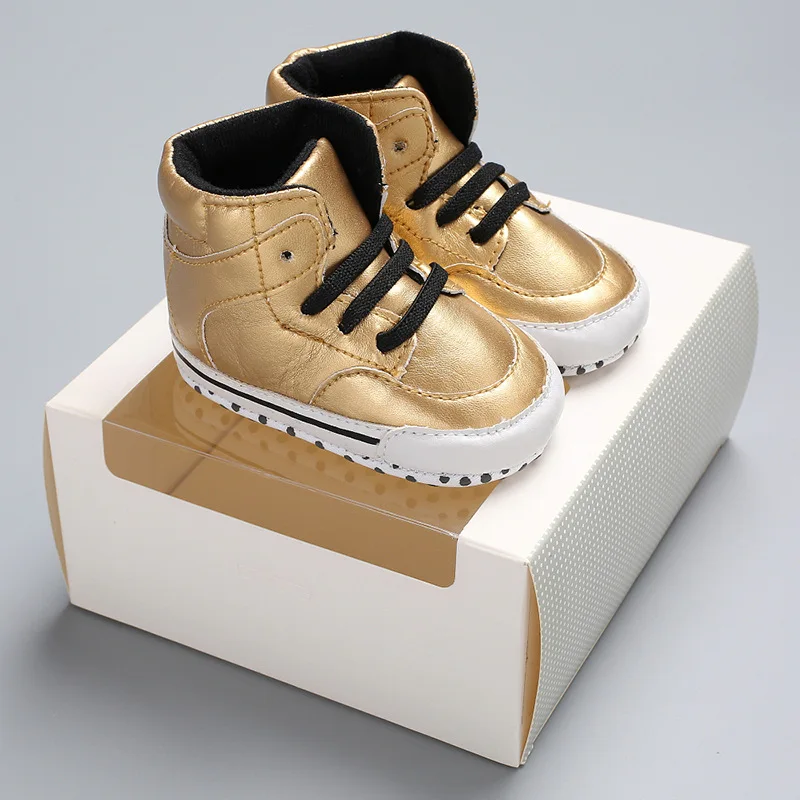 Yiwu Yiyuan Garment gold pu baby boy shoes 6 - 12 months little boys shoes anti slip soft soled indoor wear shoes moccasins