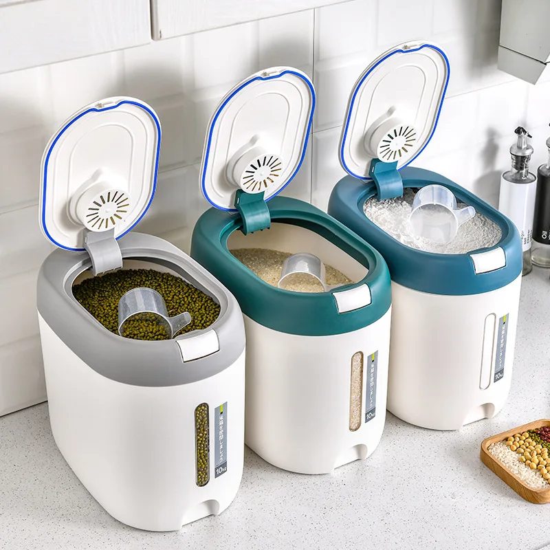 Oem/odm Custom Large 5/10 Kg Rice Storage Box Modern Design Moisture And Dust Proof Insect Proof Kitchen Food Storage