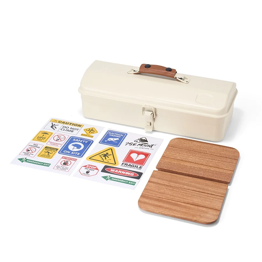 Handheld Portable Tool Box | Outdoor Item Storage Box - Iron Compact Portable Suitcase Handheld Design With Stickers