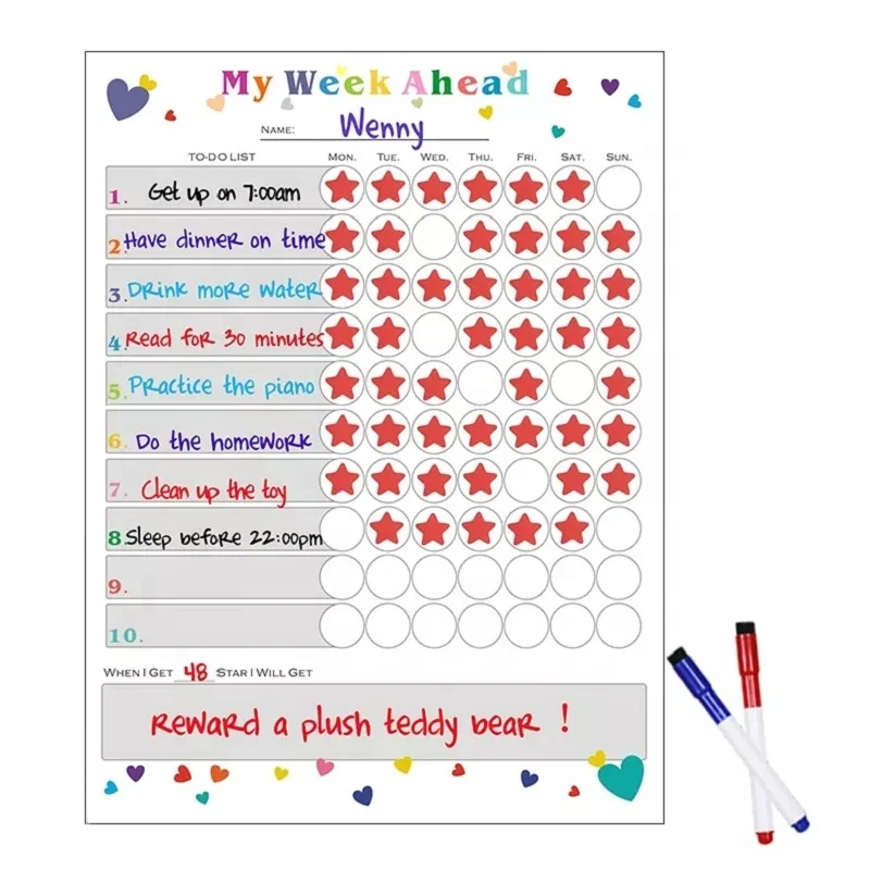High quality Dry Erase Magnetic Calendar board  Chart Chore Board for Kids Fridge Magnets Promotional Gifts OEM LOGO Accpectable