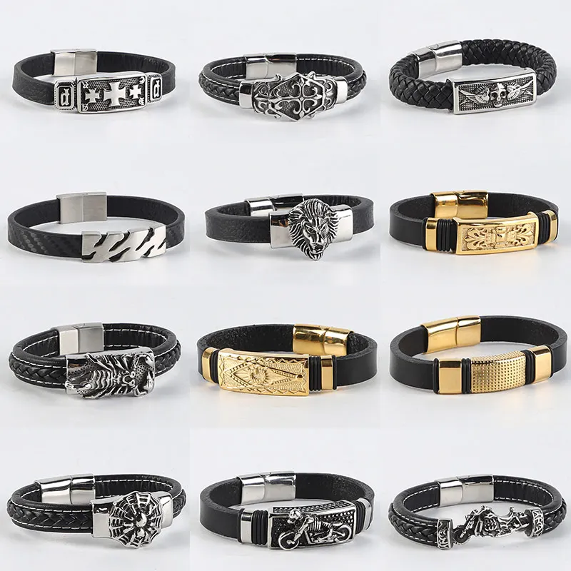New Fashion Cross Leather Bracelet For Men Women Jesus Christian Religious Vintage Jewelry Bracelets Bangles Hot Sell
