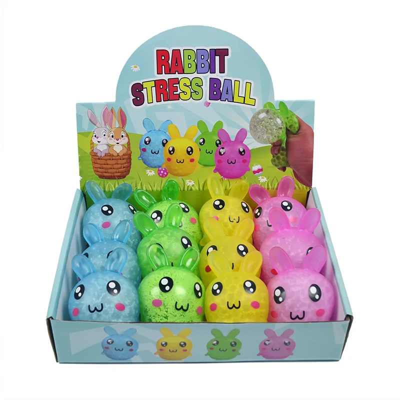 Easter Cute TPR Water Bead Squeeze Rabbit Toys Squishy Bunny Soft Stress Ball For Kids