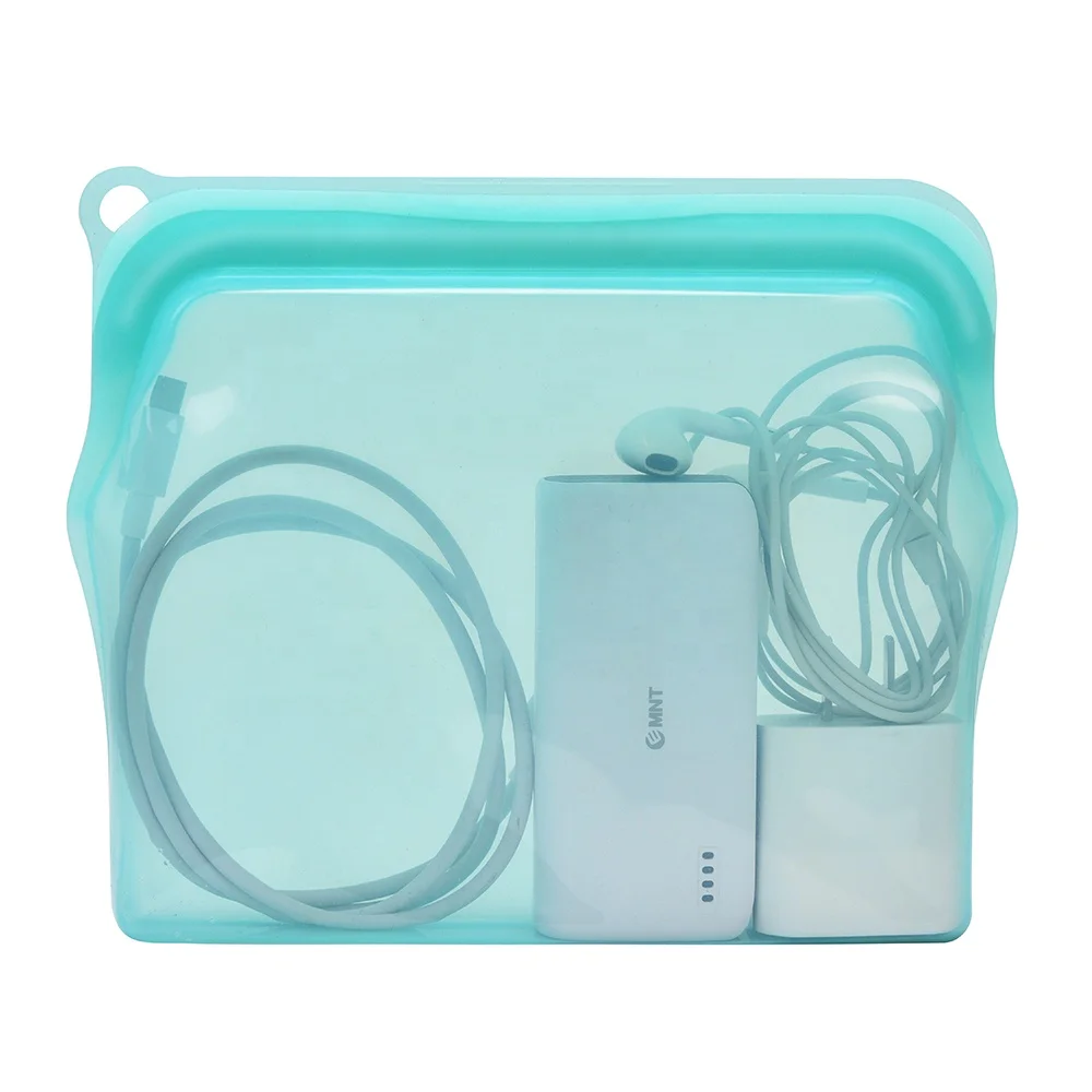 Leak Proof 100% Kitchen Silicone Pouch Bpa Free Eco-friendly Reusable Silicone Cosmetic Phone Pocket Pouch Food Storage Bag