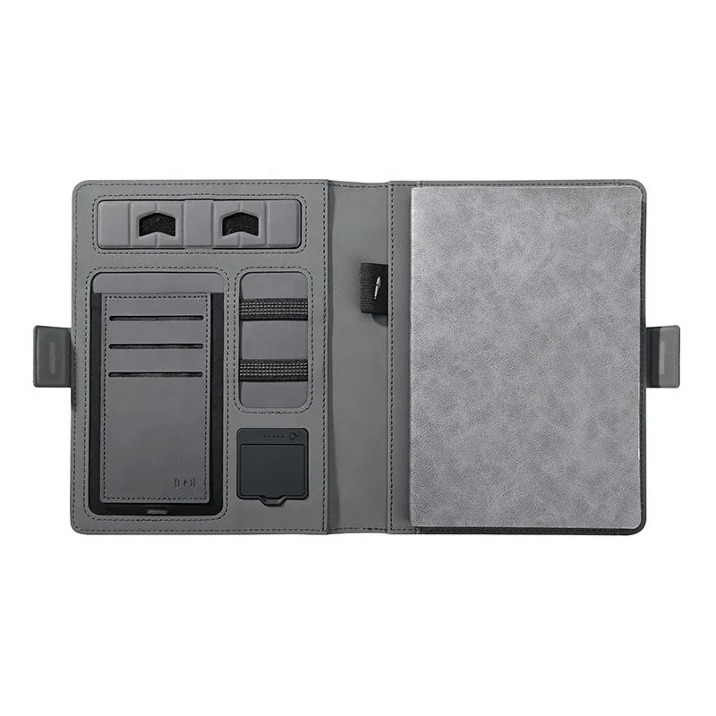 
Hot Selling Hardcover Blank Notebook Organizer With Wireless Power Bank And Usb 