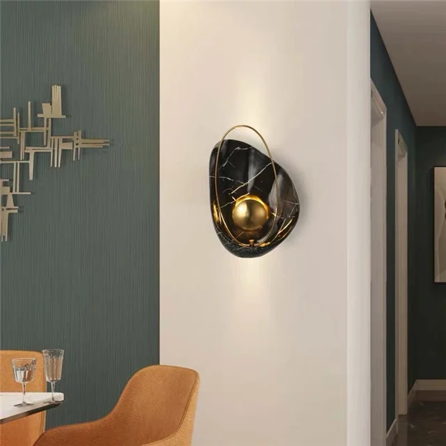 Nordic style home wall lamps modern resin shell shape led for living room hotel bedside mounted